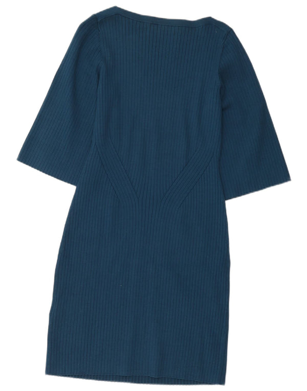 L.K. Bennett Robe fourreau à manches 3/4 pour femme UK 42 Bleu moyen Viscose