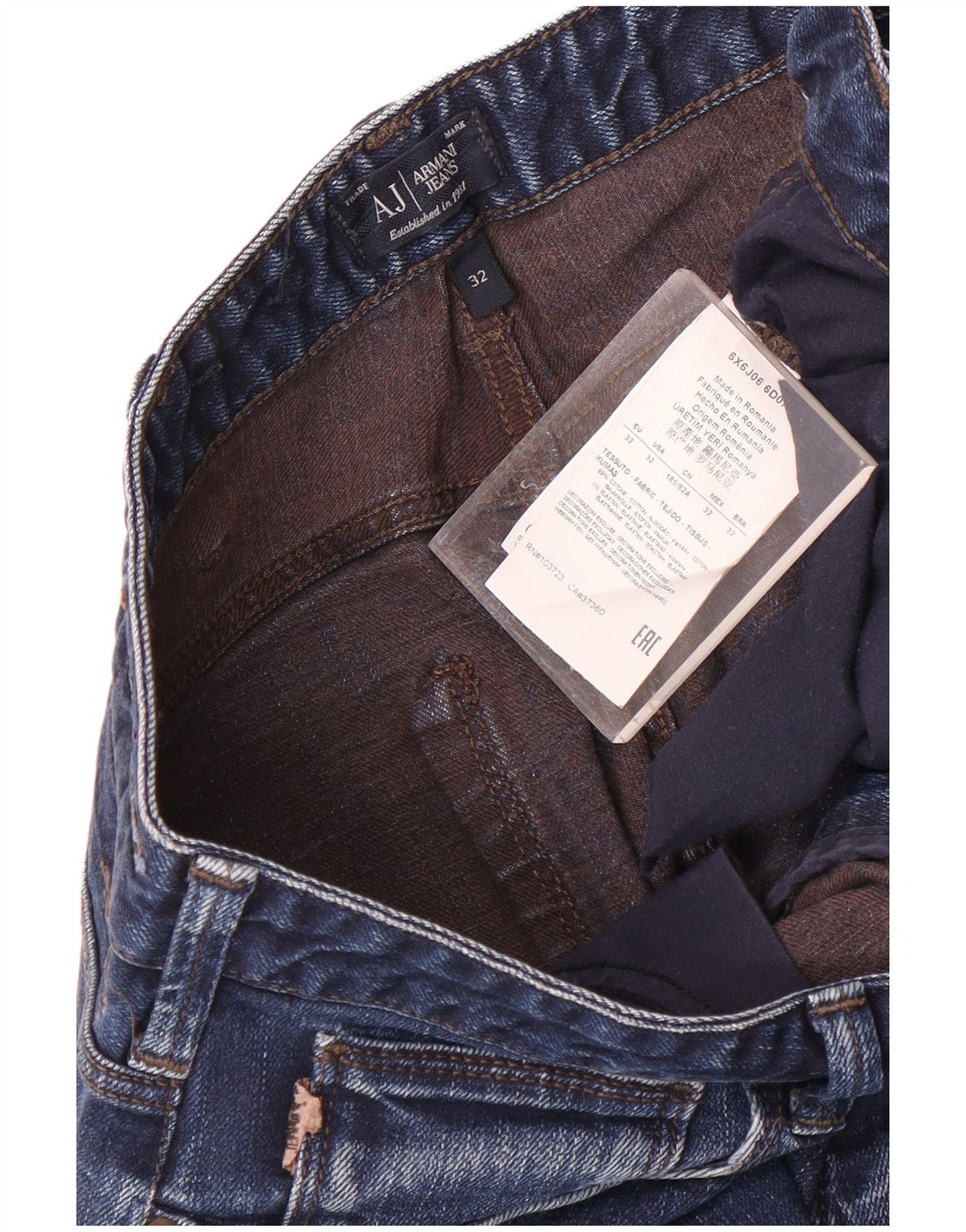 Armani Jeans Slim Homme W32 L32 Bleu Marine Coton