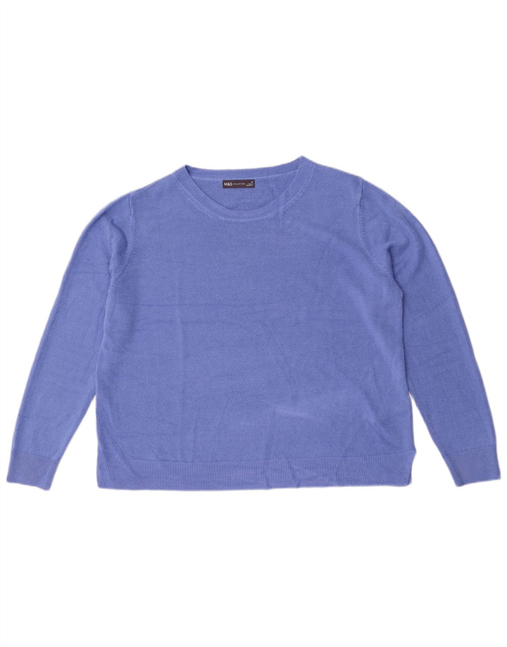 Marks & Spencer Pull col rond pour femme UK 20 2XL Bleu