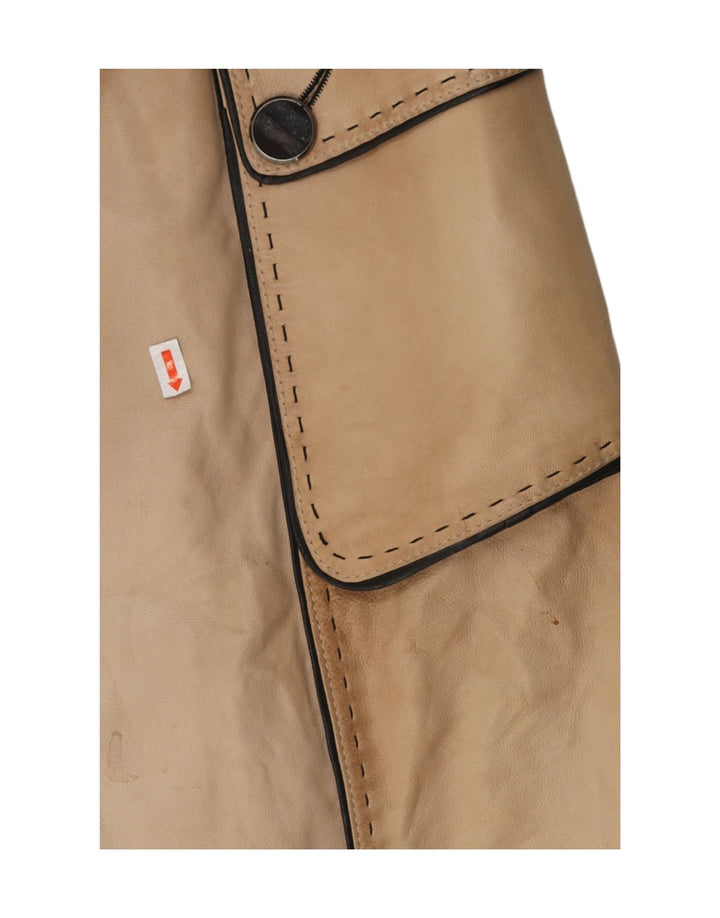 VINTAGE Womens Leather Coat EU 38 Medium Beige Leather Vintage Vintage and Second-Hand Vintage from Messina Hembry 