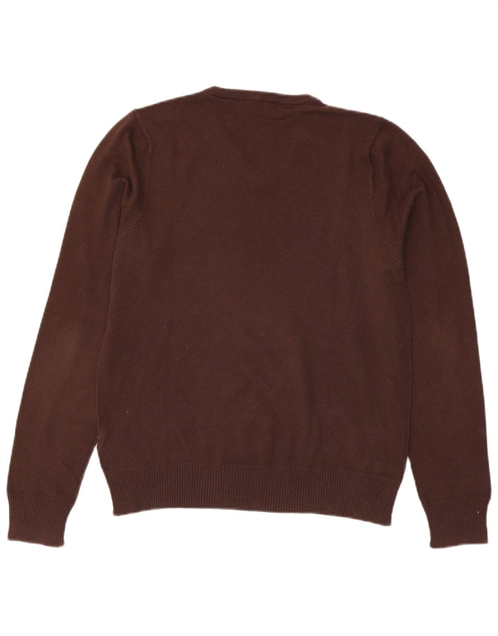 Zara Pull Col V Homme Marron Moyen Coton