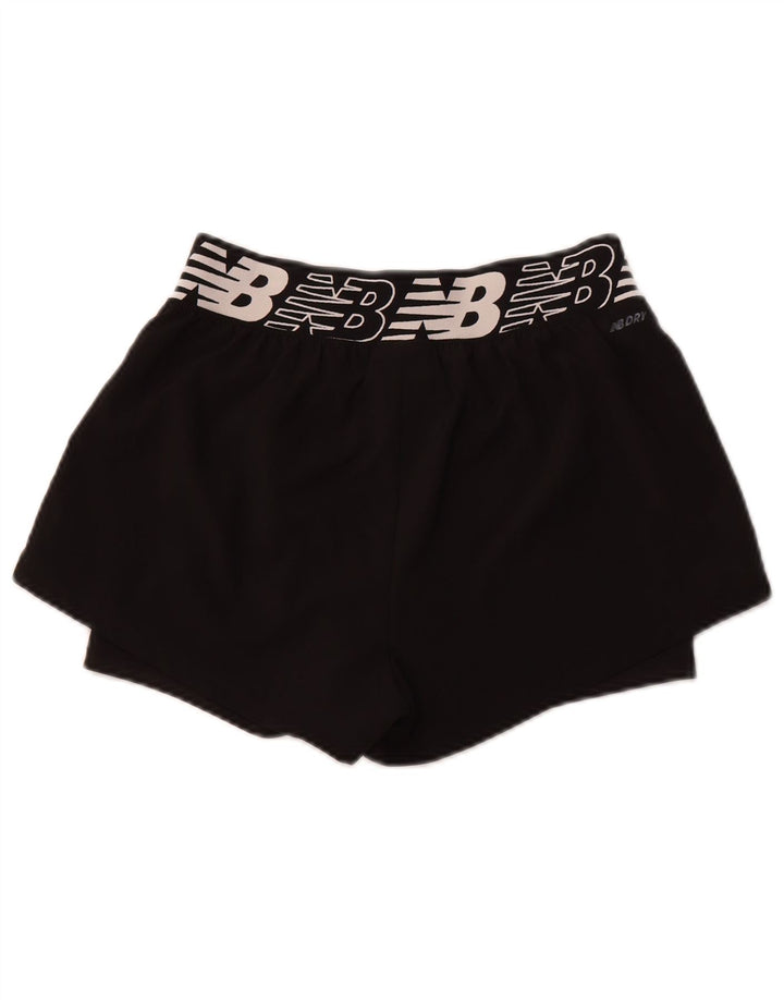 NEW BALANCE Short de sport graphique pour femme UK 10 Small Noir