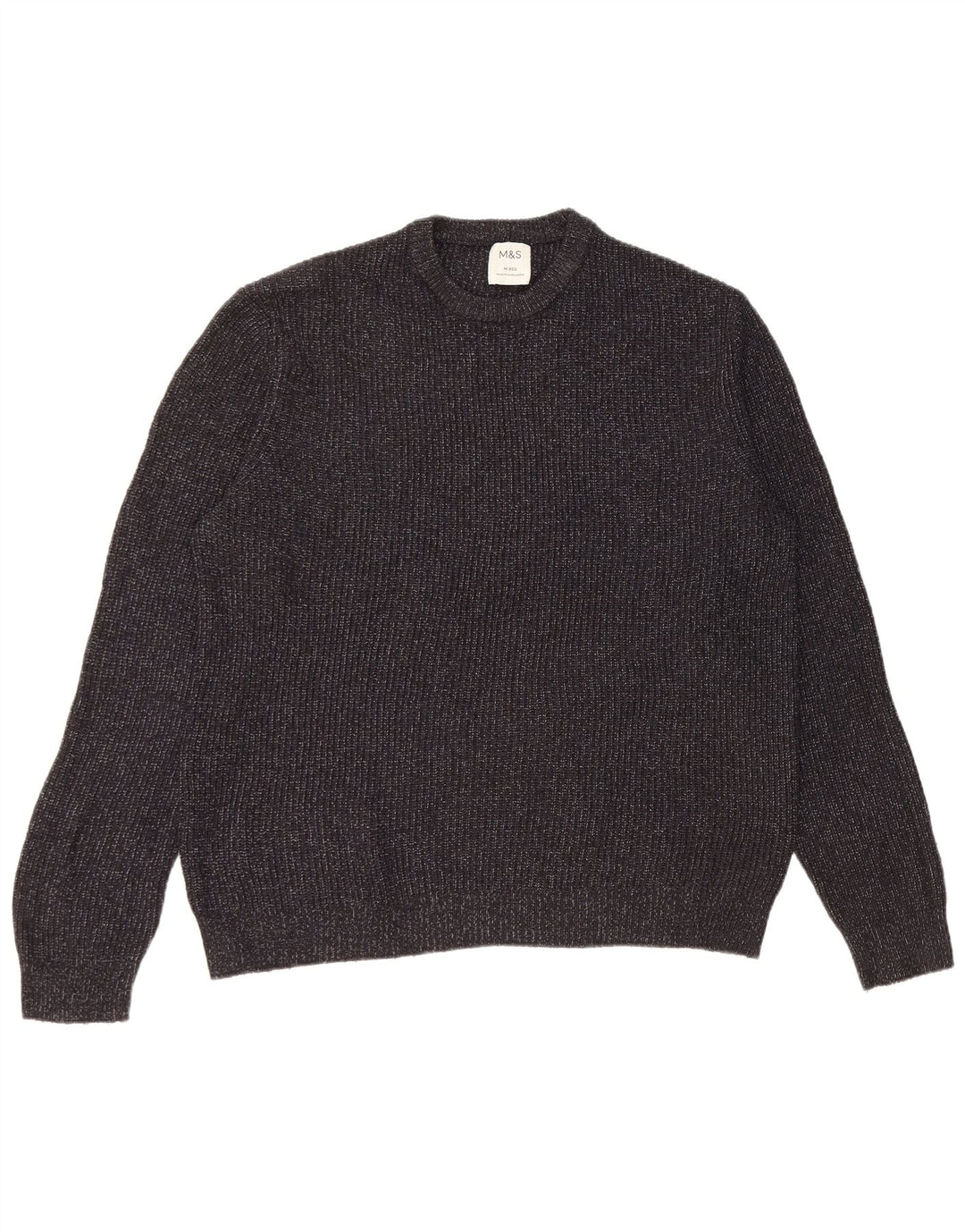 Marks & Spencer Pull à col rond pour homme Bleu marine moucheté