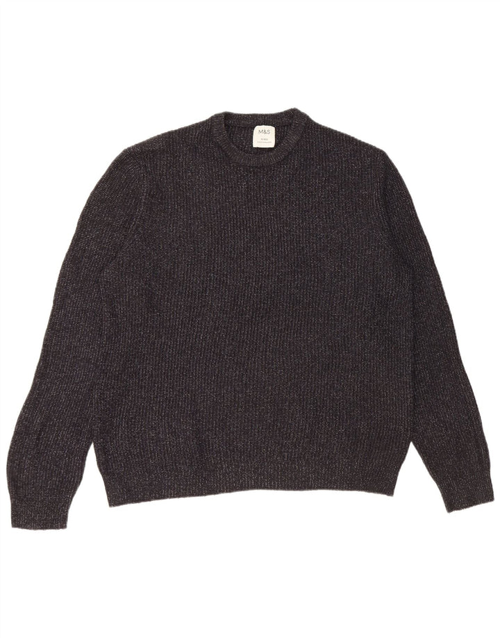 Marks & Spencer Pull à col rond pour homme Bleu marine moucheté
