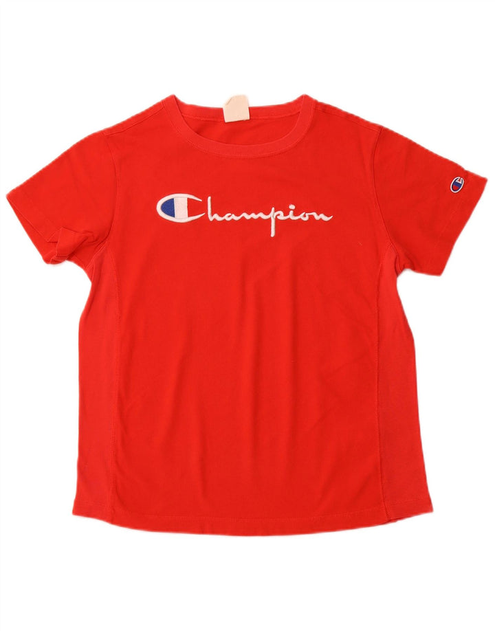 CHAMPION T-Shirt Graphique Femme UK 12 Coton Rouge Moyen