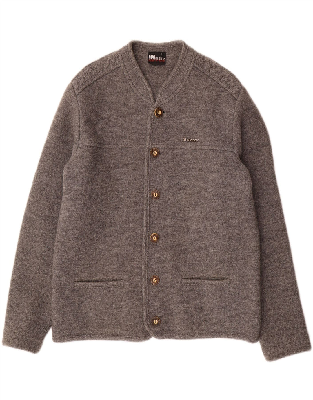 SCHEIBER Pull Cardigan Homme IT 50 Laine Gris Moyen