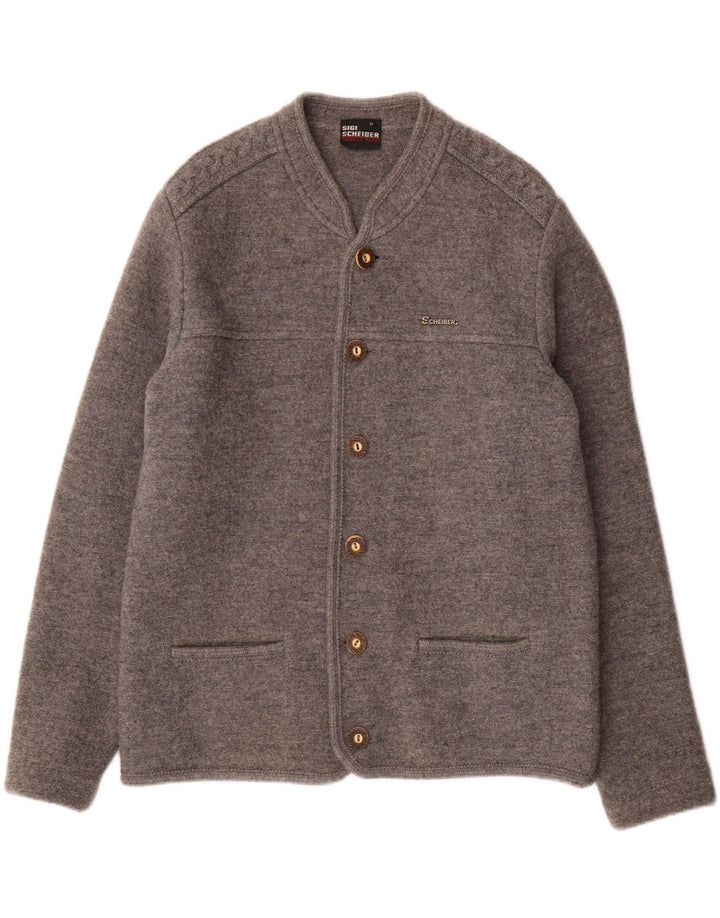 SCHEIBER Pull Cardigan Homme IT 50 Laine Gris Moyen