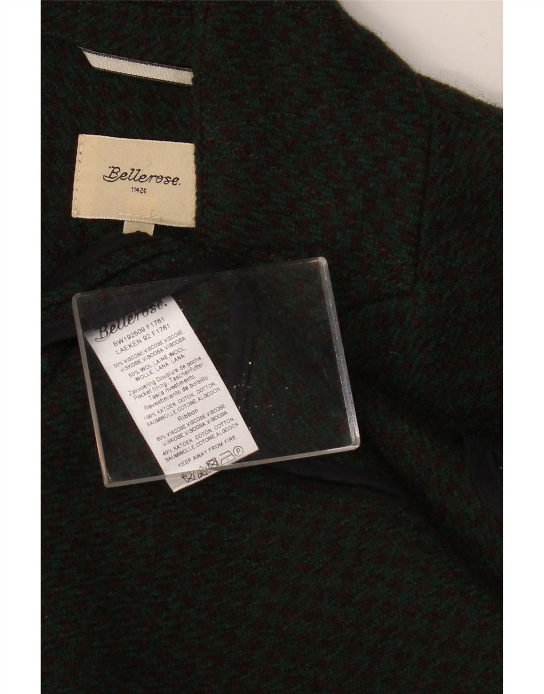 BELLEROSE Robe Pardessus Femme US 2 XS Kaki Pied-de-Poule Laine