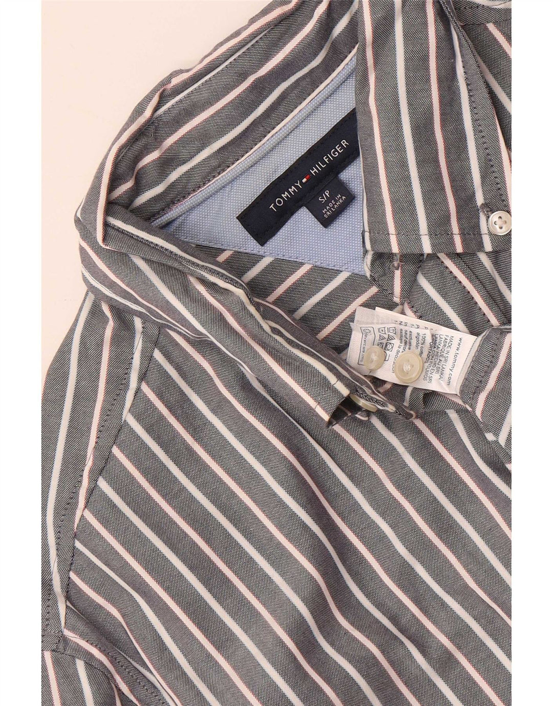 Tommy Hilfiger Chemise Homme Petit Gris Coton à Rayures