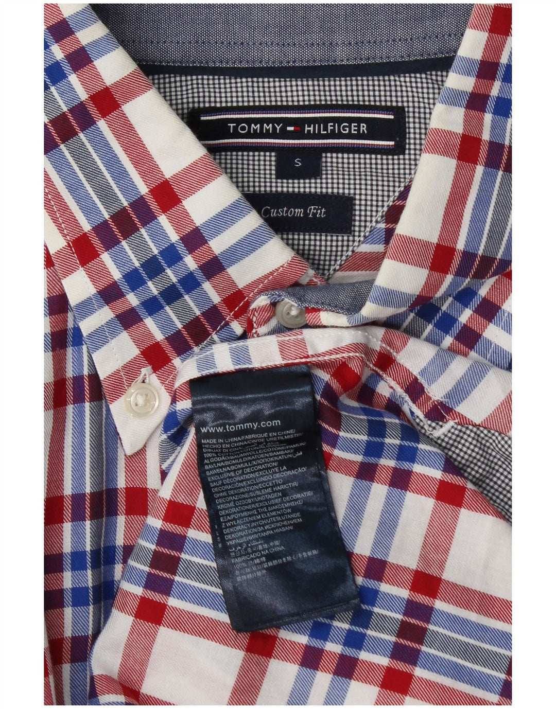 Tommy Hilfiger Chemise sur mesure pour homme en coton à petits carreaux multicolores