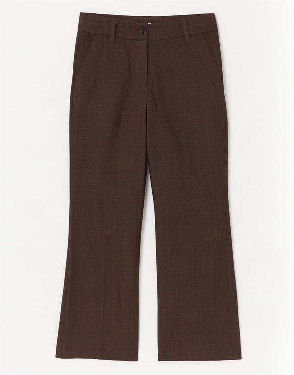 Zara Pantalon de costume bootcut pour femme EU 36 XS W26 L28 Polyester rayé marron