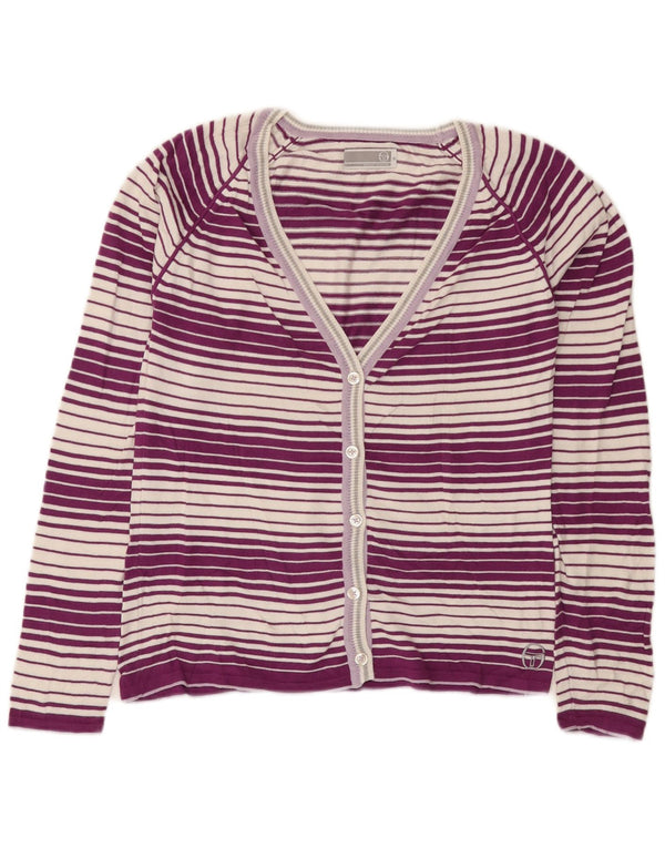 Sergio Tacchini Cardigan pour femme en coton rayé violet moyen UK 12