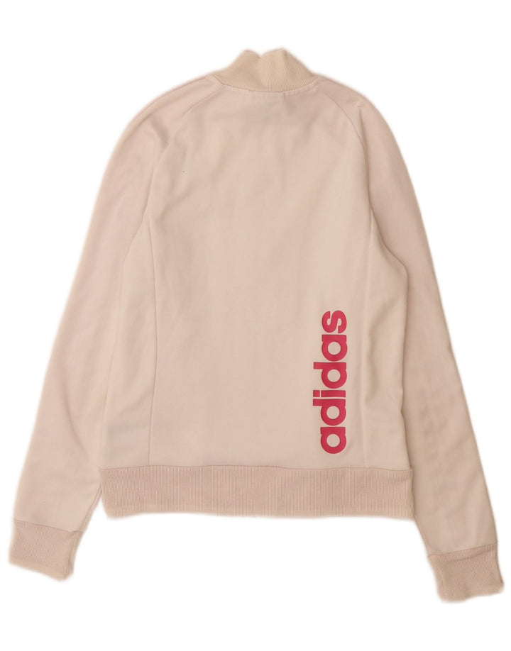 Adidas Veste de survêtement graphique pour femme UK 8 Small Polyester blanc cassé