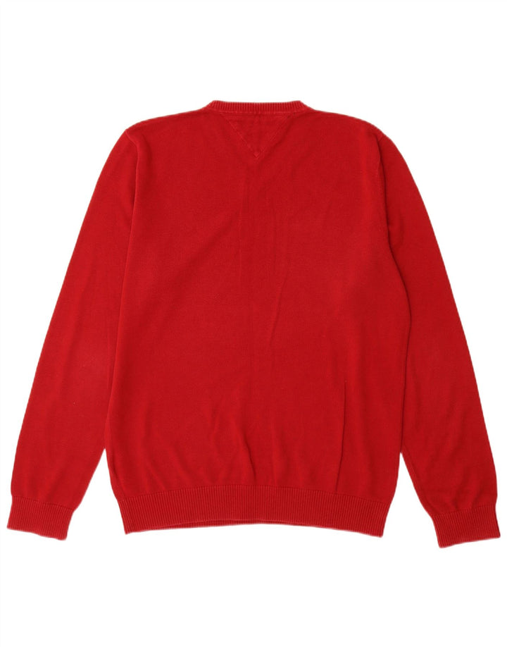 TOMMY HILFIGER Pull Col V Homme Rouge Moyen Coton