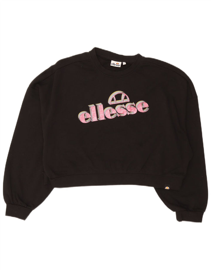 Ellesse Sweat-shirt oversize Crop Graphic pour femme UK 14 Noir moyen
