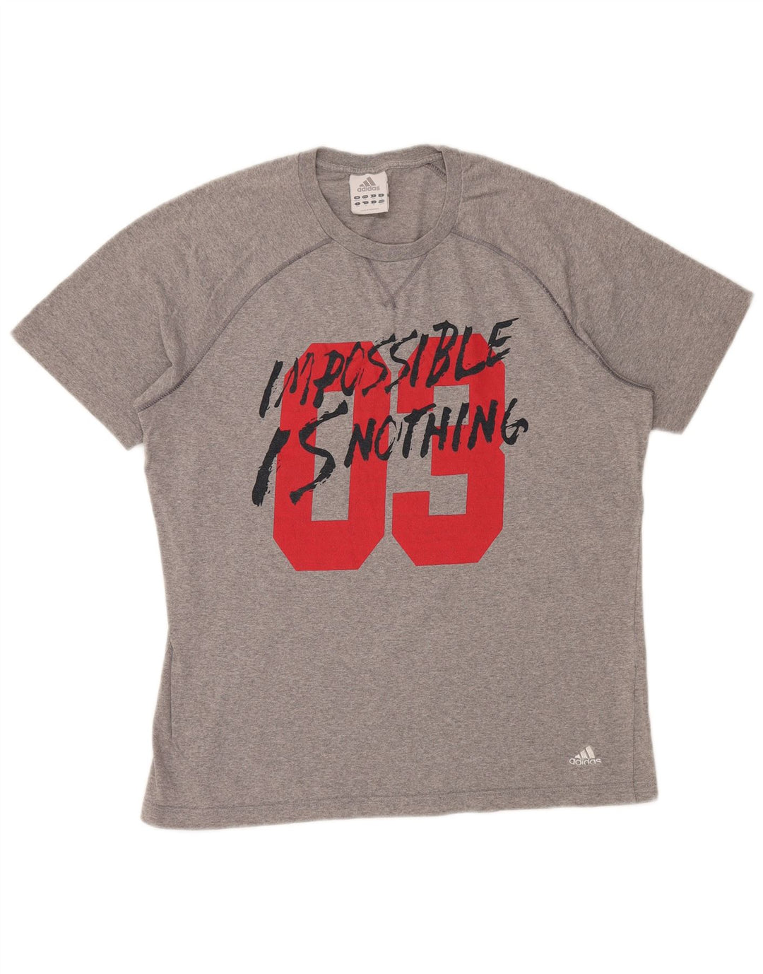 ADIDAS T-shirt graphique pour hommes UK 40/42 Coton gris moyen