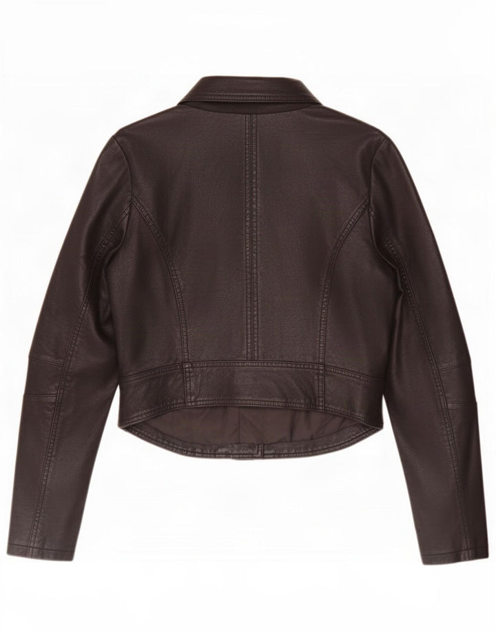 Urban Bliss Veste de motard en cuir court pour femme UK 12 Noir moyen