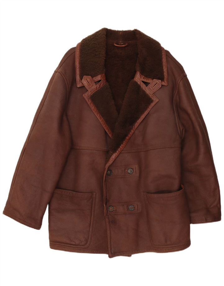 RUFF0 Veste en peau de mouton pour homme UK 40 Large Marron