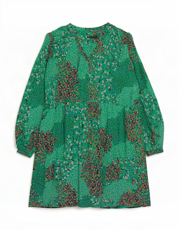 Marks & Spencer Robe à manches longues pour femme UK 18 XL Vert Floral