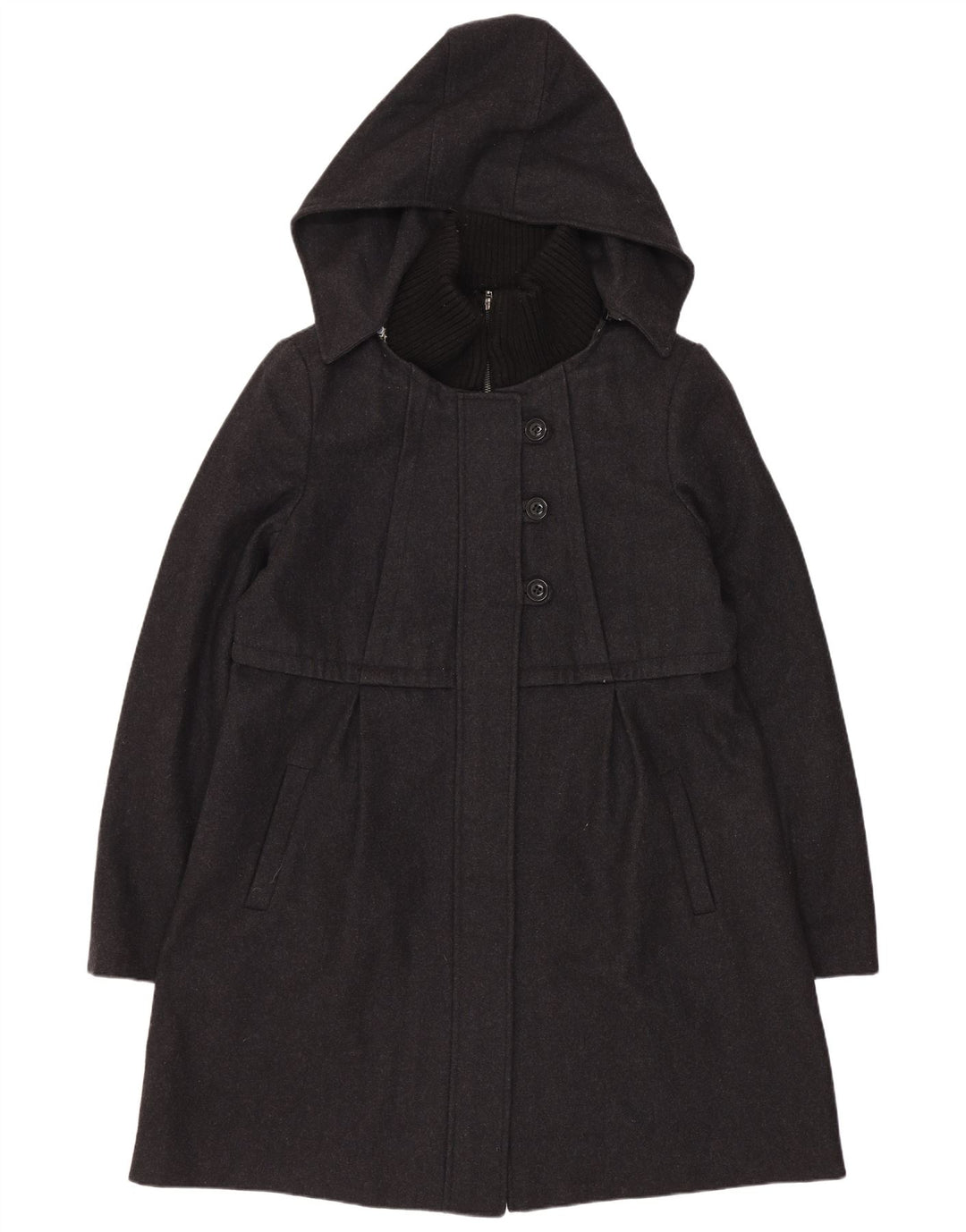 Dkny Manteau à capuche pour femme US 14 XL Laine grise