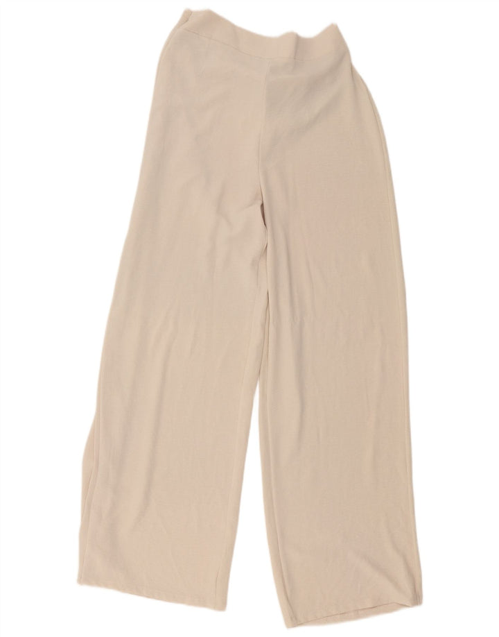 Pantalon portefeuille à jambe large pour femme Zara Medium W26 L30 Beige Polyester