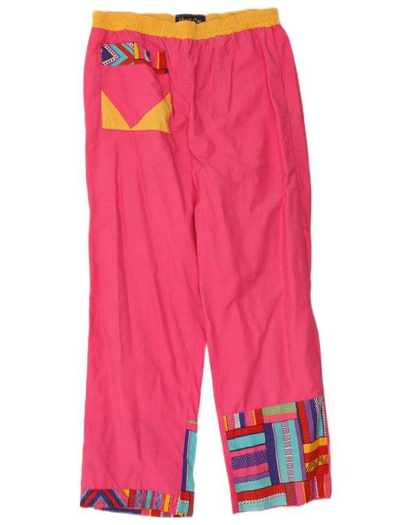 VERTICAL Pantalon imperméable graphique pour femme UK 14 Large Rose Géométrique