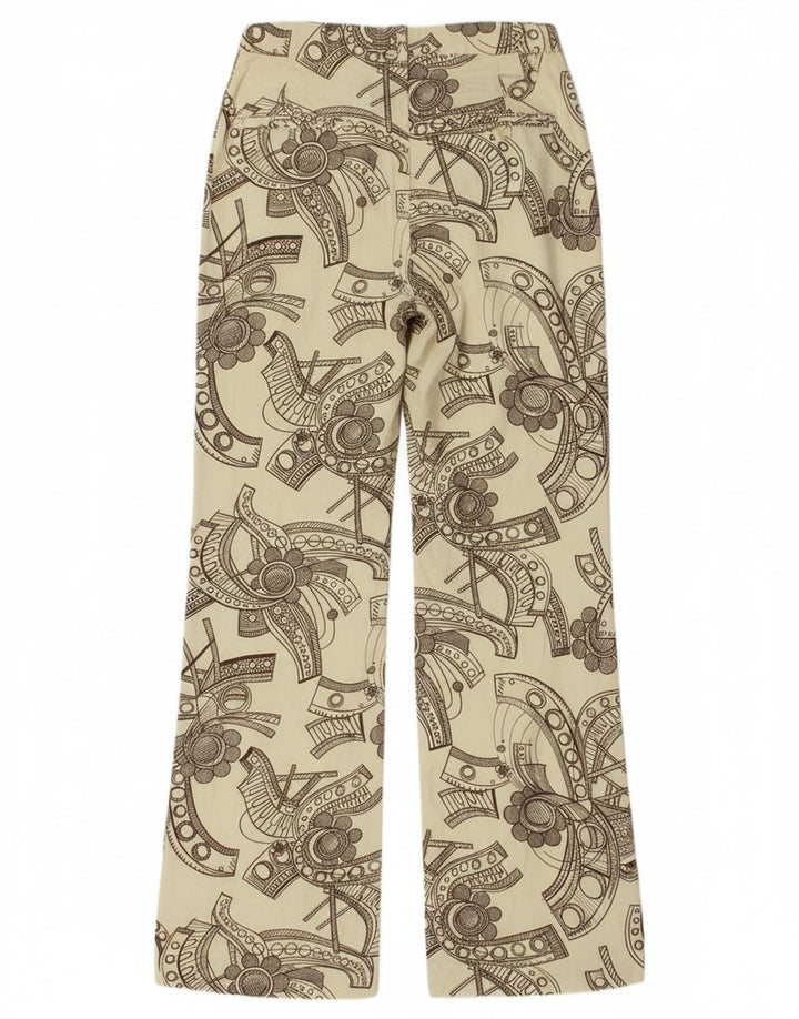 Vintage femmes motif abstrait Bootcut pantalon décontracté W26 L28 Beige