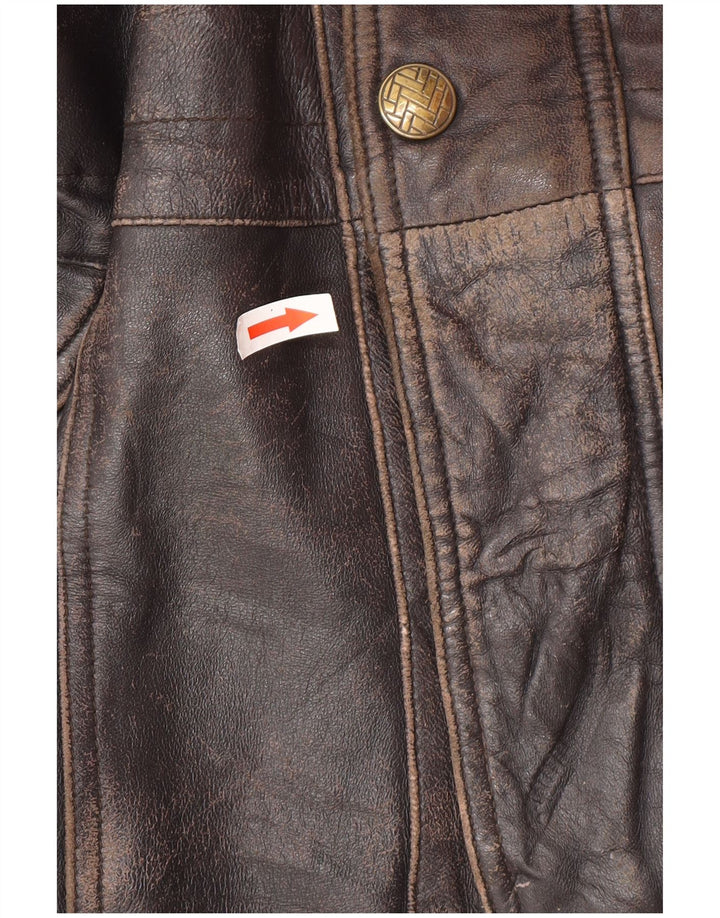 Veste en cuir homme vintage UK 44 2XL Cuir noir