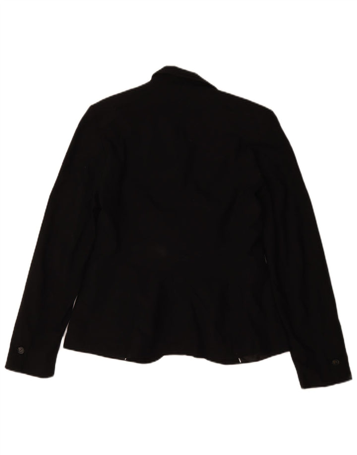 Zara Femme 1 Bouton Blazer Veste UK 36 Petit Noir Polyester