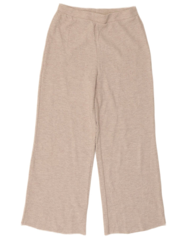 Zara Pantalon de survêtement large pour femme UK 12 Beige moyen moucheté