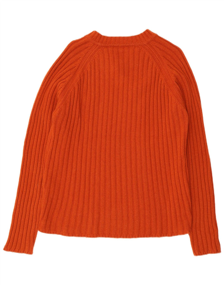 Gas Pull col V pour femme UK 14 Large Orange Laine