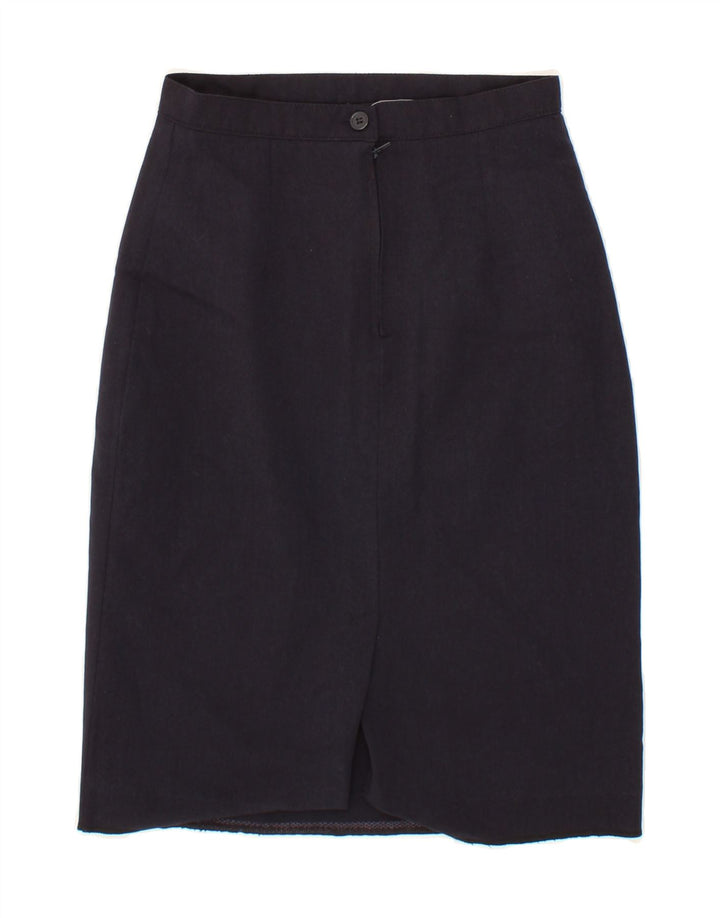 VINTAGE Womens Straight Skirt IT 40 Small W26 Navy Blue Wool Vintage Vintage and Second-Hand Vintage from Messina Hembry 