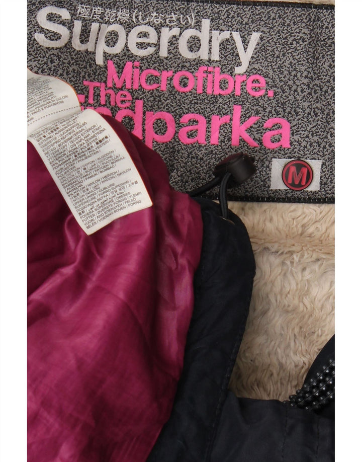 Superdry Veste Parka à Capuche Windparka Femme UK 14 Bleu Marine Moyen