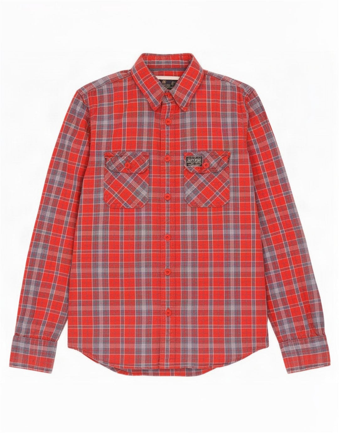 Superdry Chemise Flanelle Homme Grand Carreau Rouge Coton