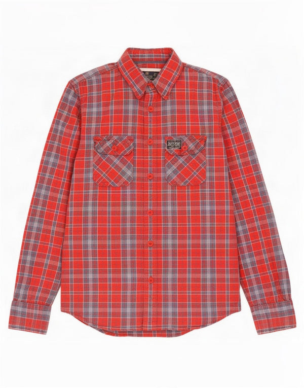 Superdry Chemise Flanelle Homme Grand Carreau Rouge Coton