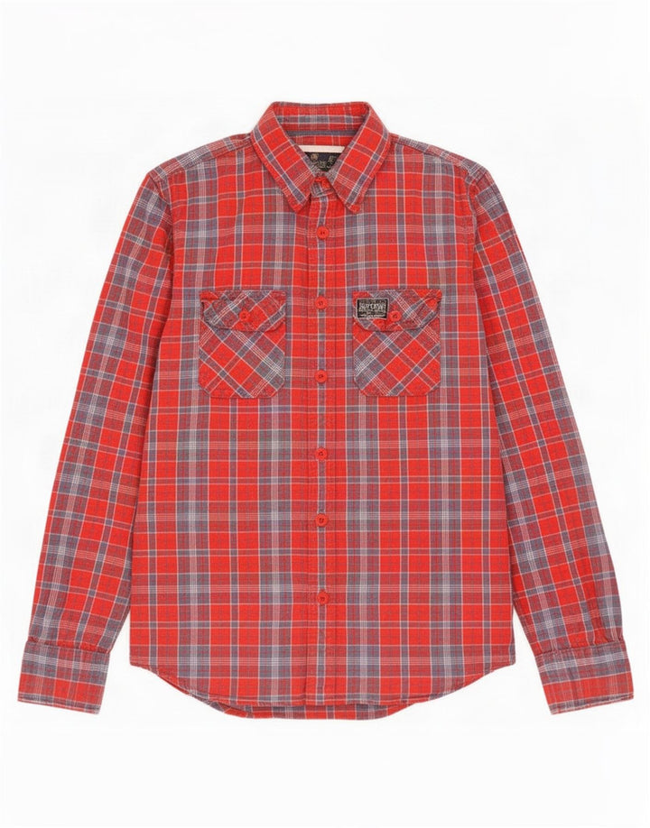 Superdry Chemise Flanelle Homme Grand Carreau Rouge Coton