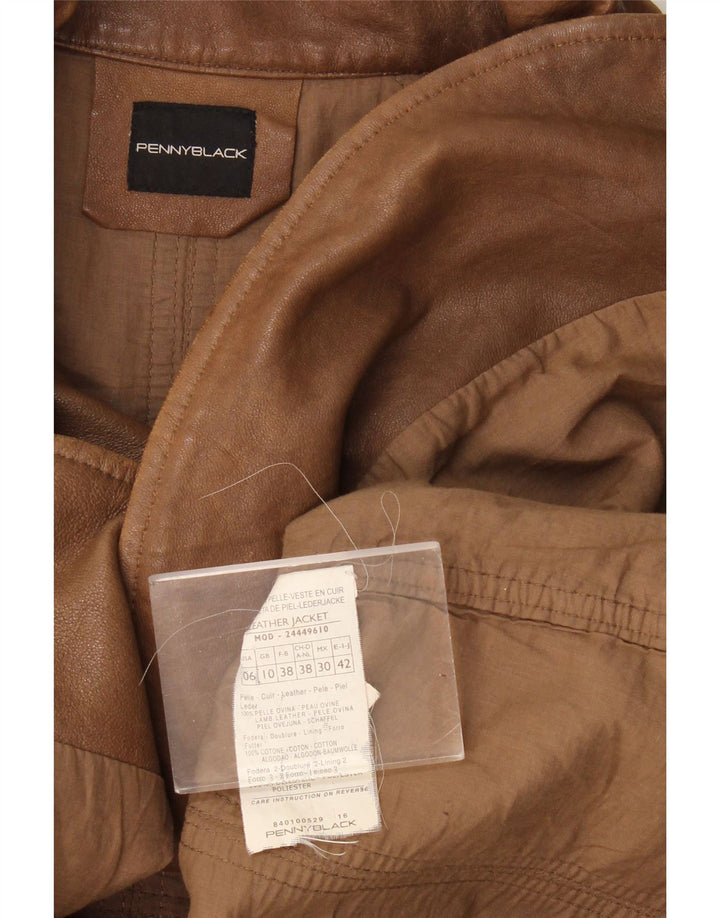 Penny Black Veste en cuir pour femme UK 10 Petit cuir marron