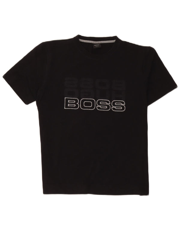 Hugo Boss T-shirt Slim Fit graphique en coton noir moyen |