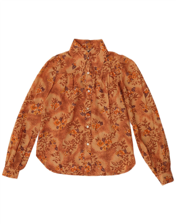Chemise femme vintage IT 42 Medium Orange Floral