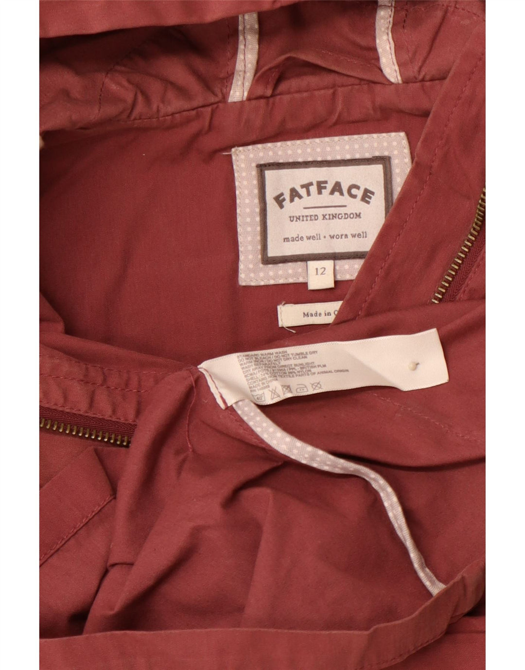 FAT FACE Veste de sport à capuche pour femme UK 12 en coton marron moyen