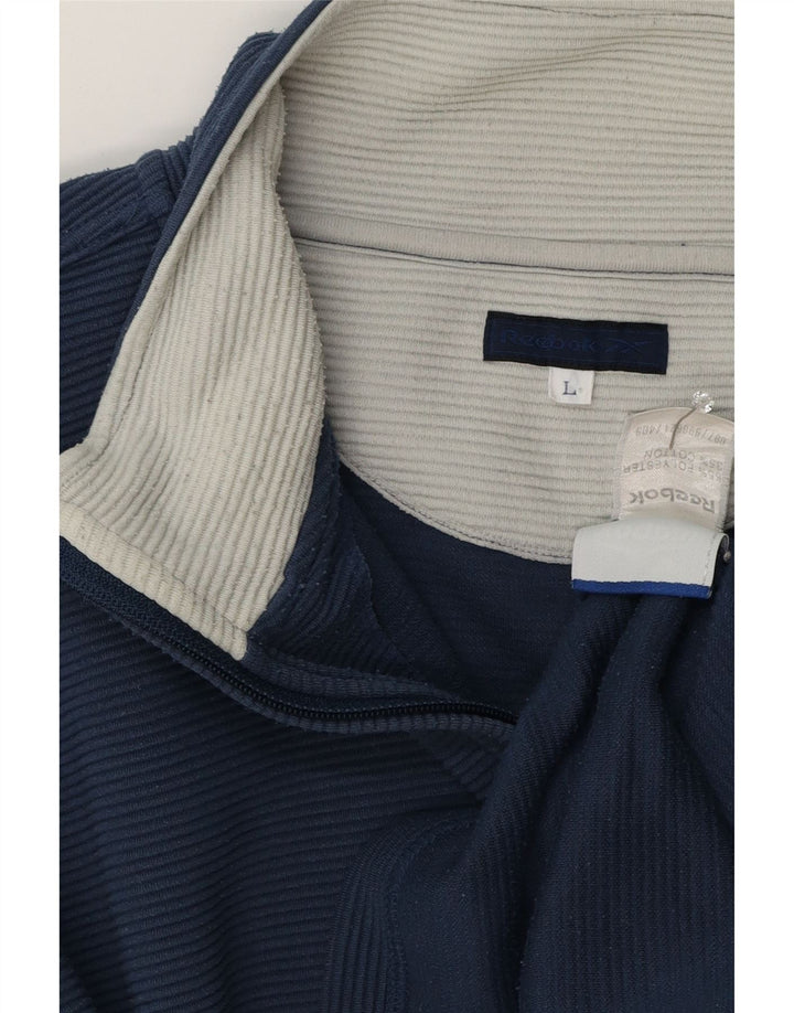 Reebok Pull ample à col zippé pour homme Bleu Polyester