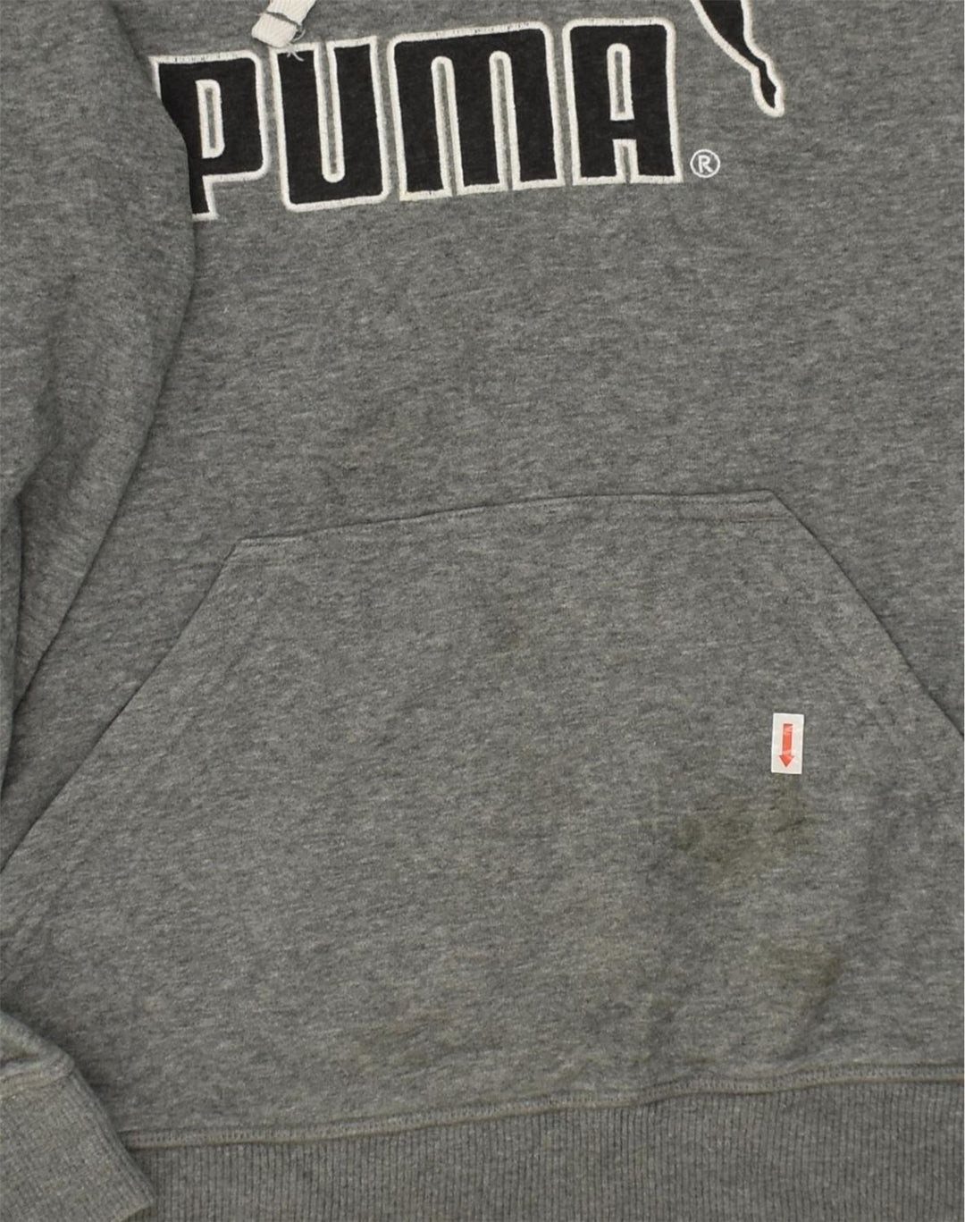 PUMA Womens Graphic Hoodie Jumper UK 14 Large Grey | Vintage Puma | Thrift | Second-Hand Puma | Used Clothing | Messina Hembry 