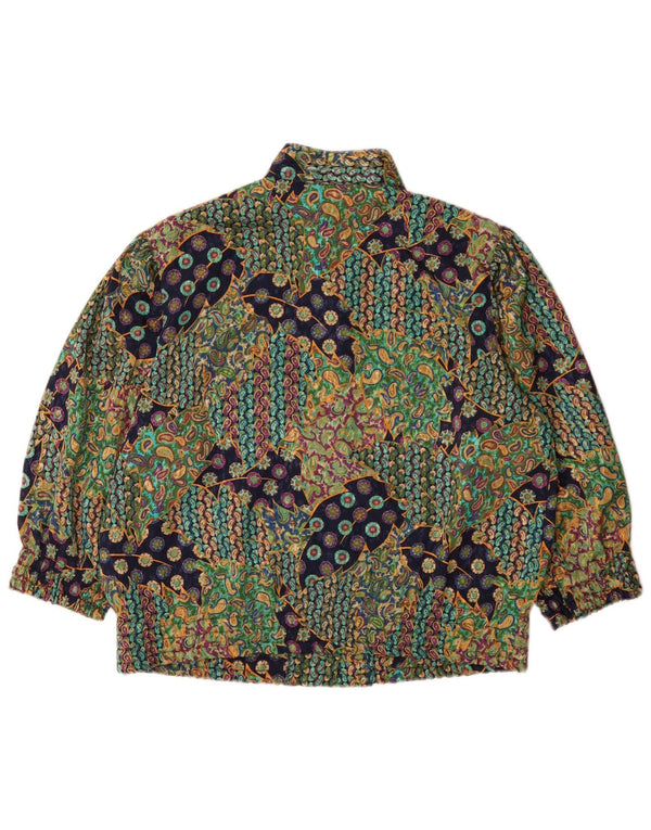 vintage Femme 3/4 Manches Chemise Blouse IT 46 Grand Paisley Multicolore