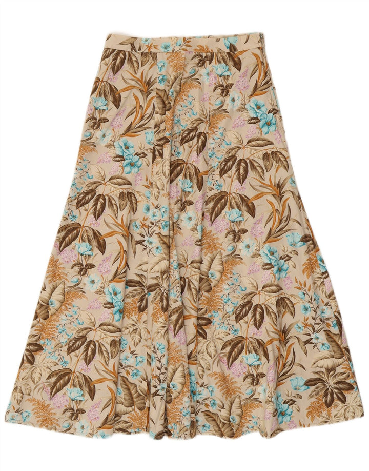 VINTAGE Jupe évasée femme IT 42 Medium W28 Beige Floral
