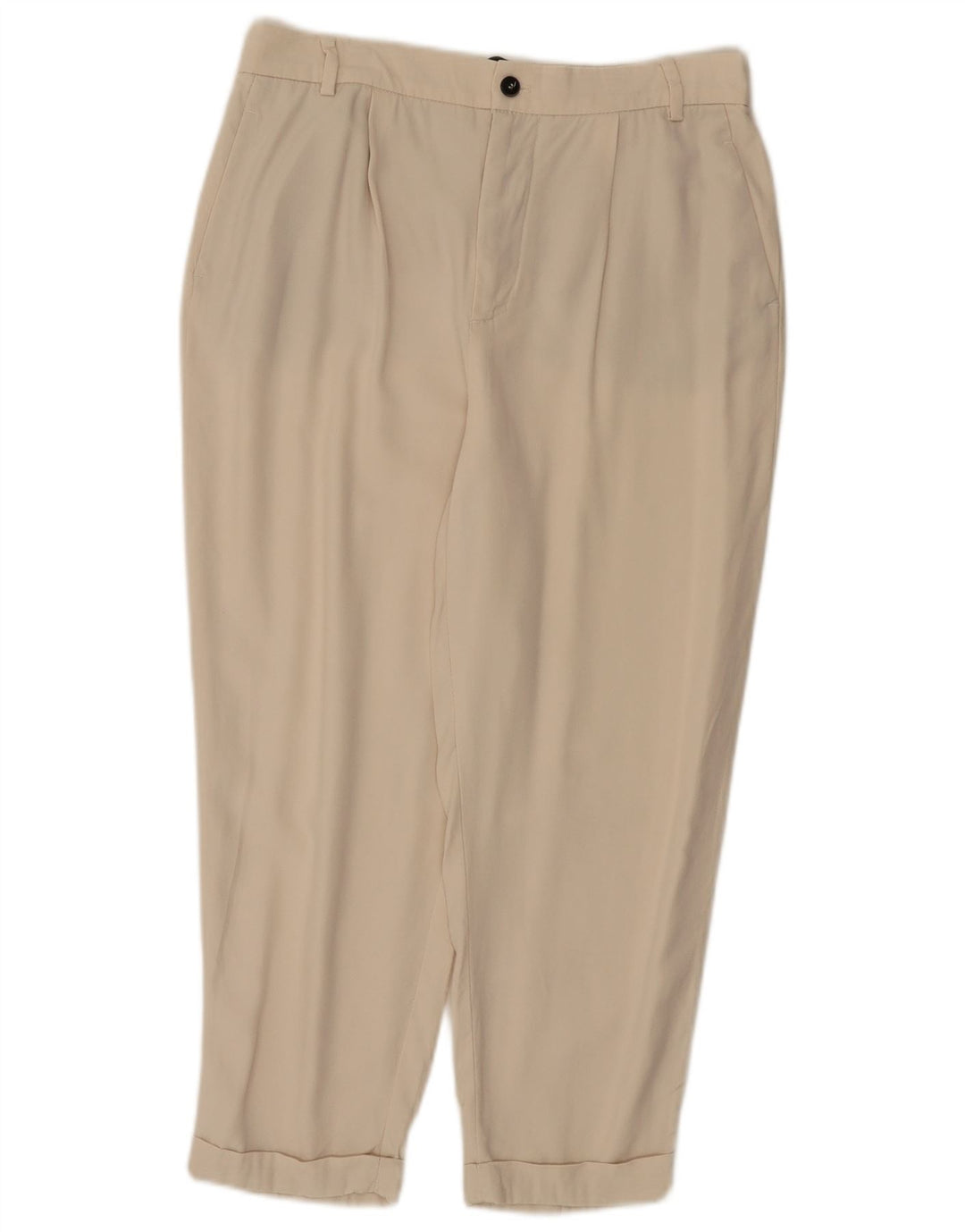 Pantalon Capri Pegged Femme ZARA Moyen W28 L22 Beige Lyocell