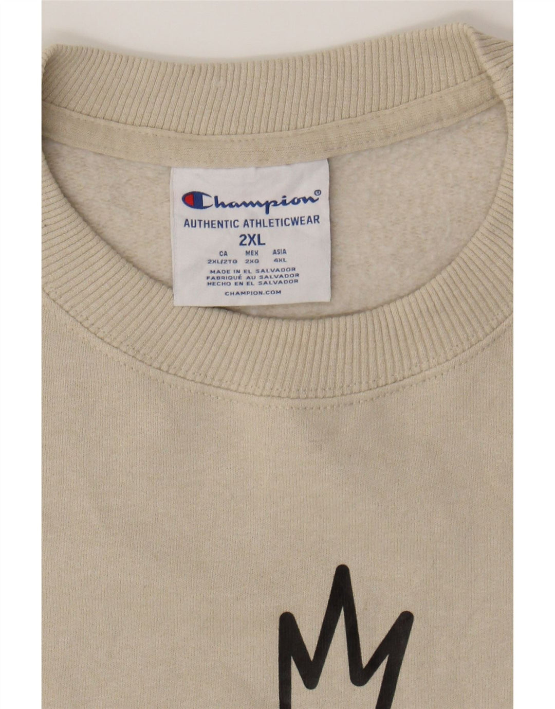 CHAMPION Mens Sweatshirt Jumper 2XL Off White Cotton Vintage Champion and Second-Hand Champion from Messina Hembry 