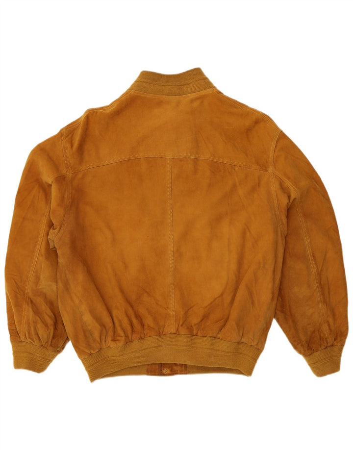 O'KIEF Mens Loose Fit Suede Bomber Jacket IT 46 Small Brown Leather