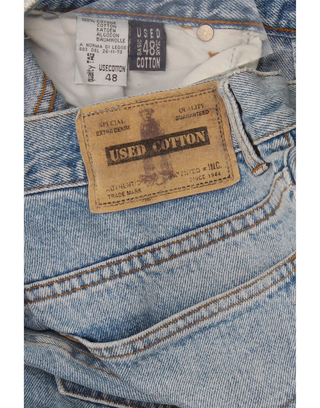 VINTAGE Mens Straight Jeans IT 48 Medium W30 L29 Blue Cotton Vintage Vintage and Second-Hand Vintage from Messina Hembry 