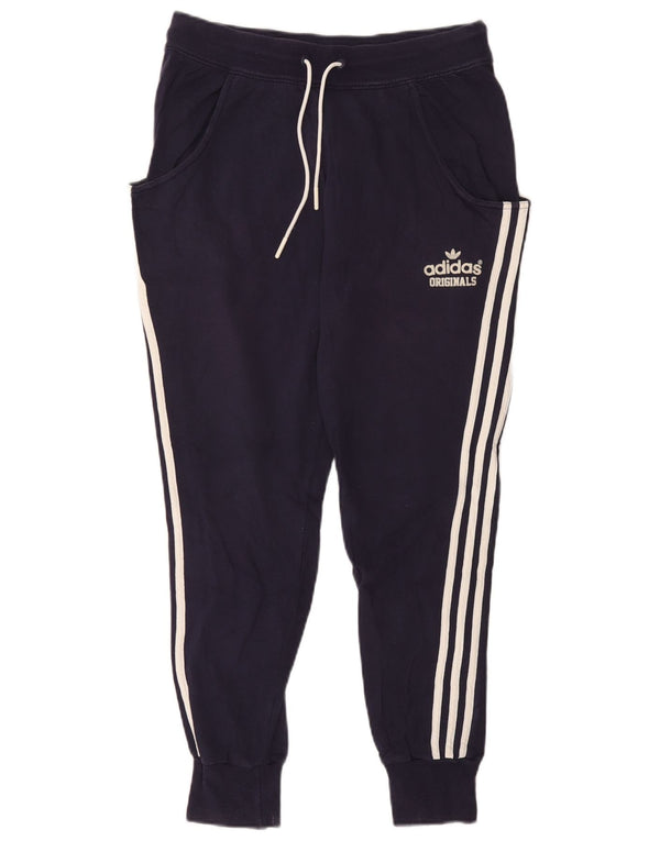 Adidas Pantalon de survêtement pour femme Joggers UK 10 Small Bleu marine Coton