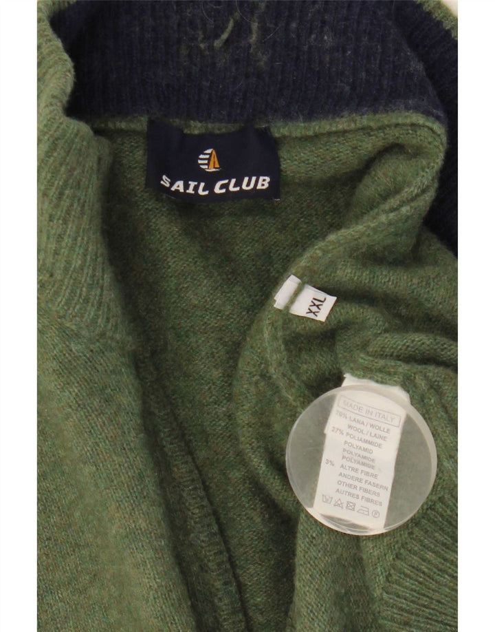 vintage Mens Zip Neck Jumper Pull 2XL Laine Verte